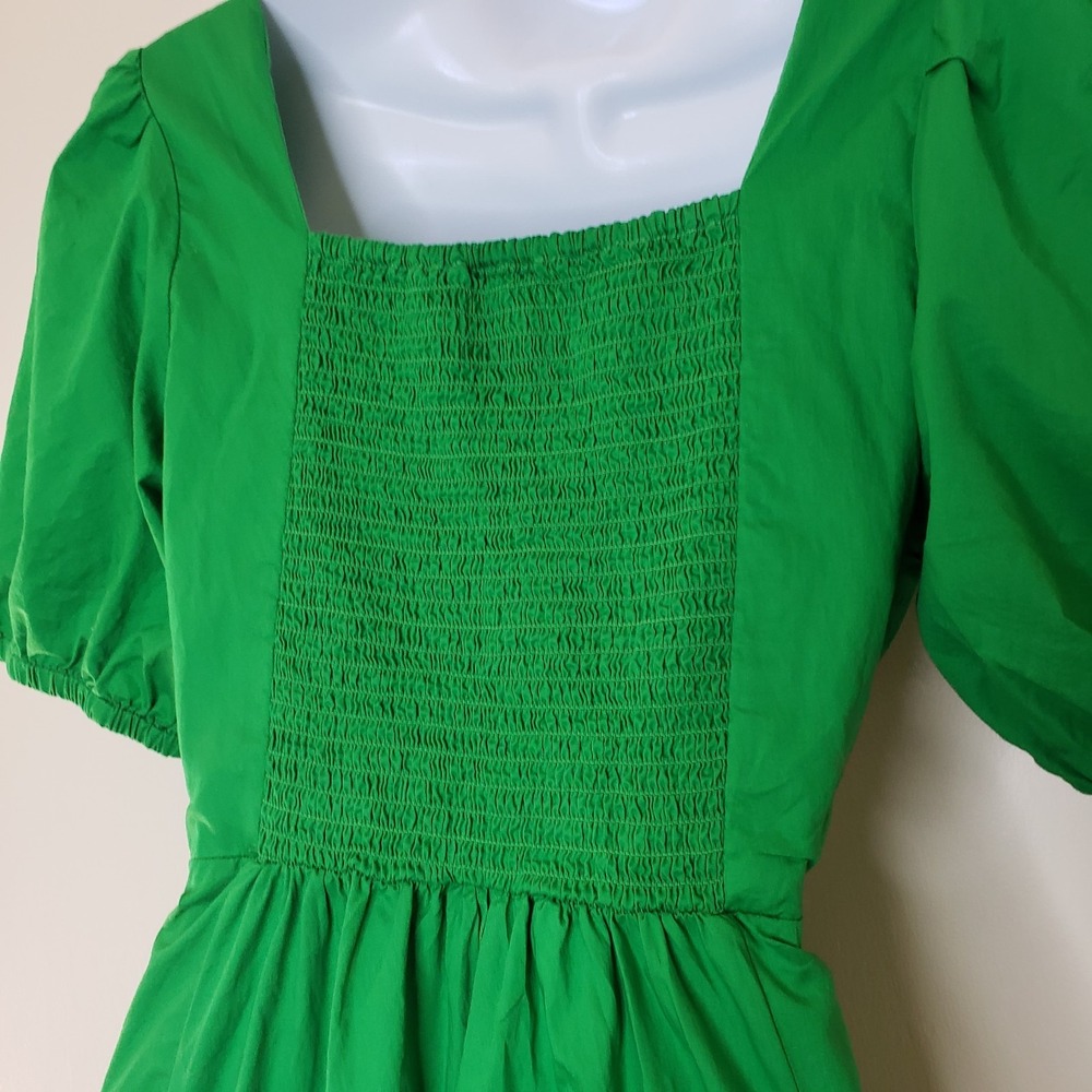Old Navy Puff Sleeve Maxi Dress Sz M Kelly Green Empire Garden Y2K Cottage Boho - Picture 8 of 16